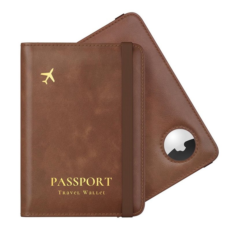 Leather Passport Cover - ABRT-Passport Holder, Airtag için RFID Engelleme