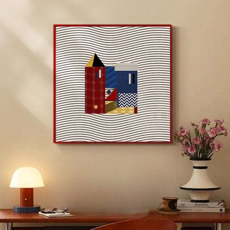 Luxury Lifestyle Hotel - Fransız retro geometrik hafif lüks kanvas
